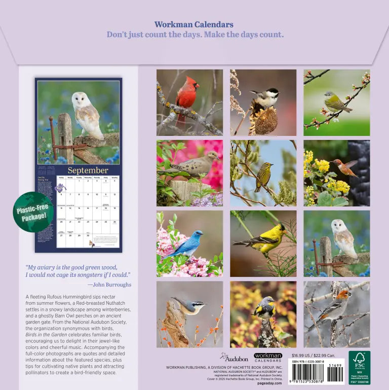 Audubon Birds in the Garden Wall Calendar 2026