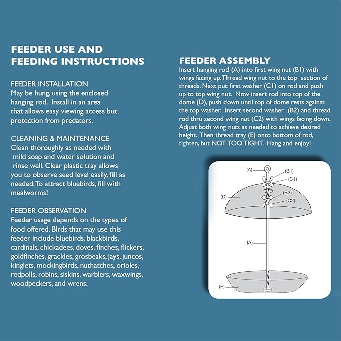 Audubon Dome Top Seed and Bluebird Feeder