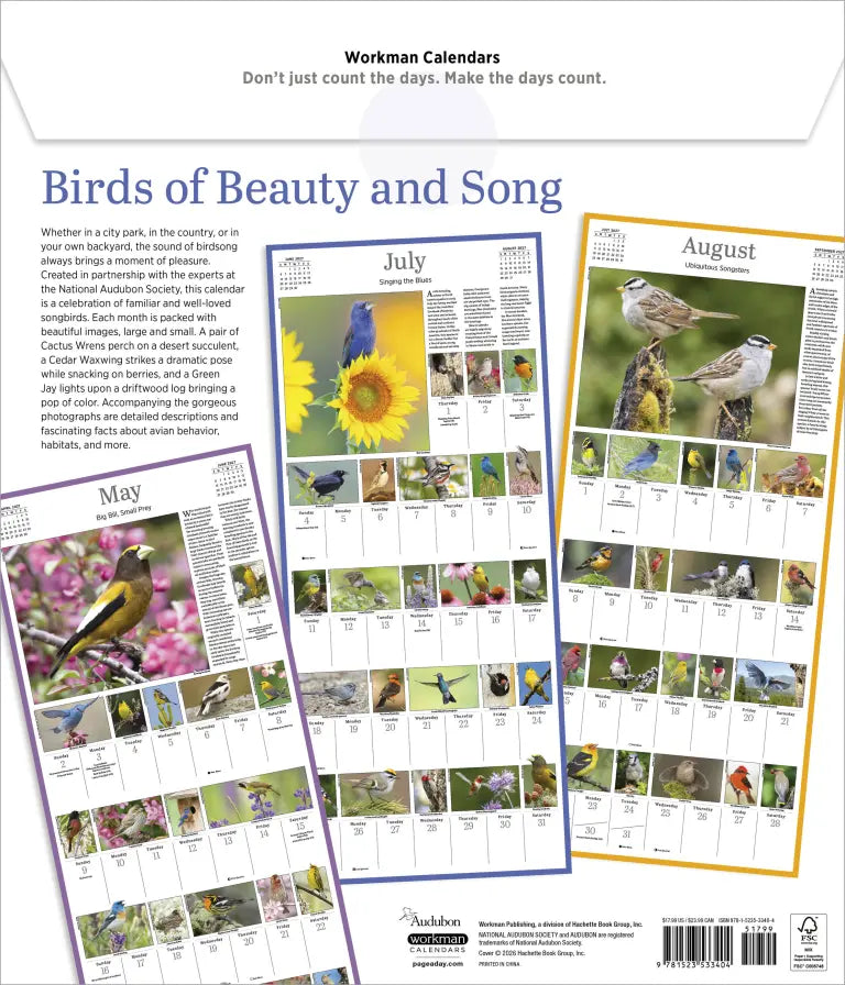 Audubon Songbirds and Other Backyard Birds Picture-A-Day Wall Calendar 2027