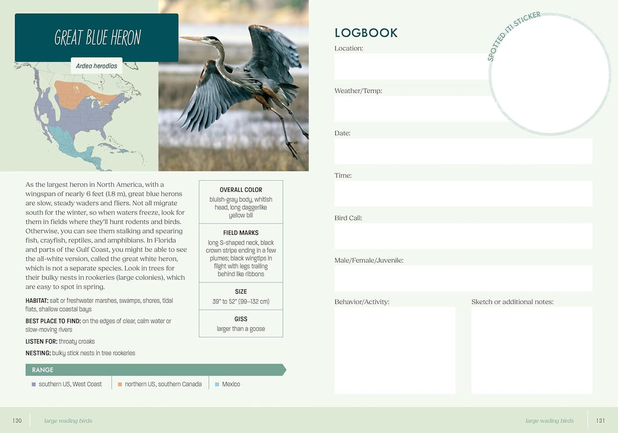 Bird Watchers' Field Guide Sticker & Logbook