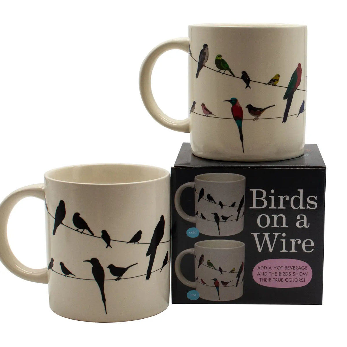 Wild Birds Magic Color Changing Mug - 11oz Thermal Coffee Cup With Disappearing Bird Silhouettes