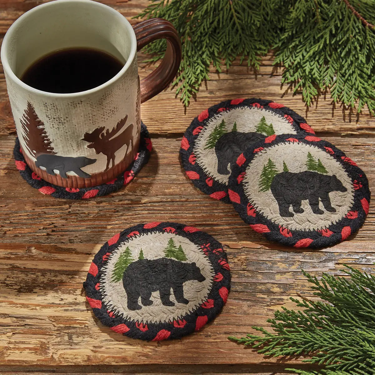 Black Bear Braided Coasters
