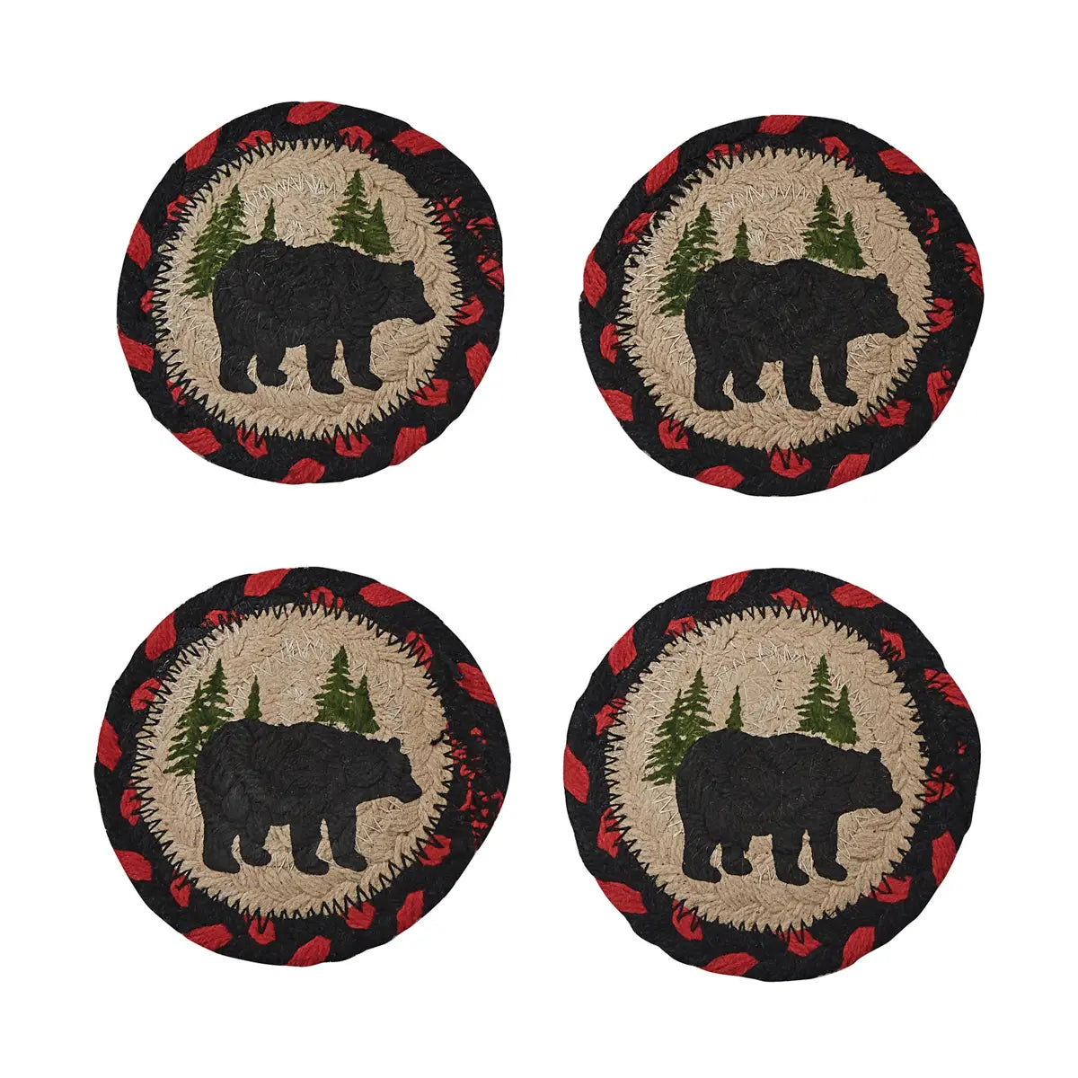 Black Bear Braided Coasters