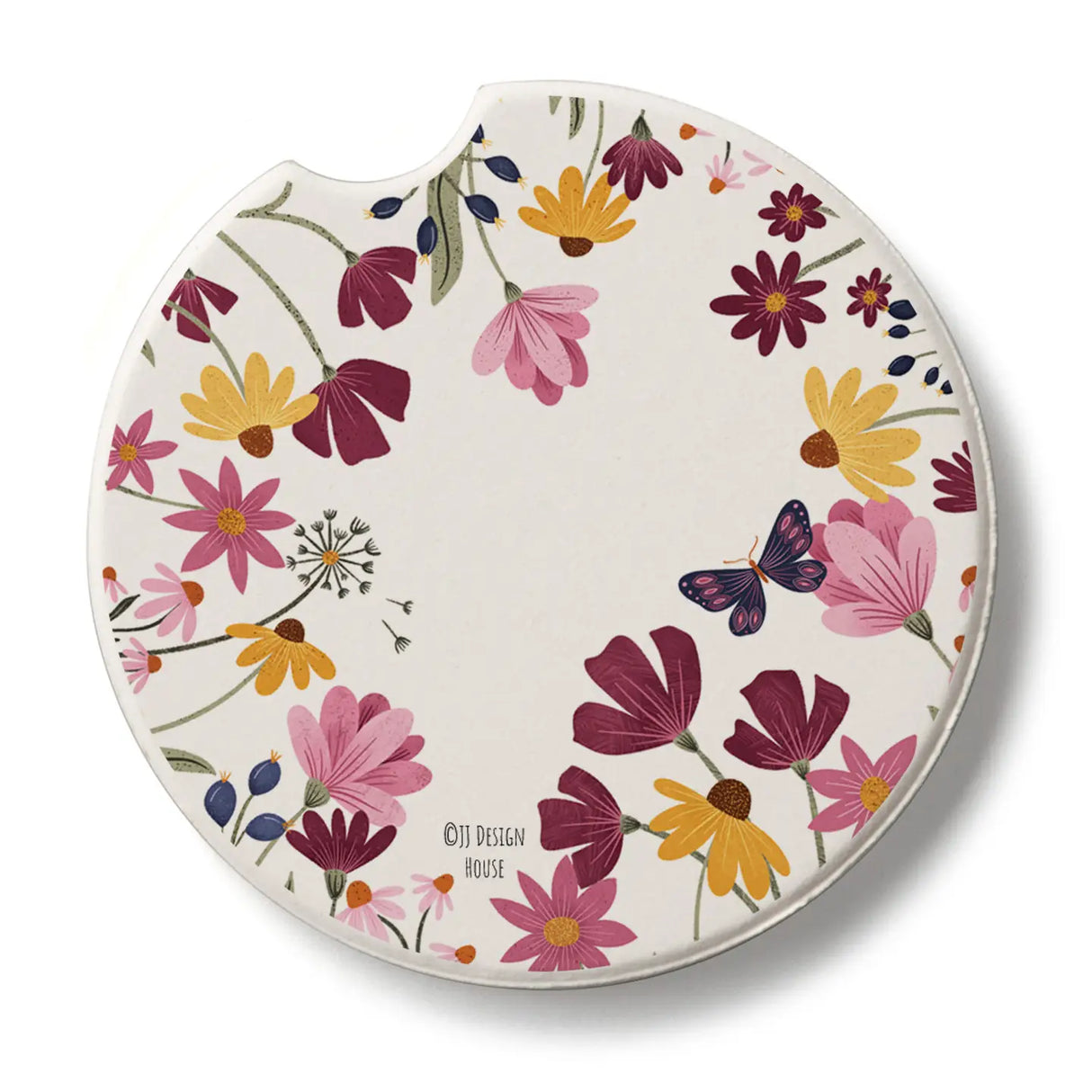 Blooming Border Stone Car Coaster
