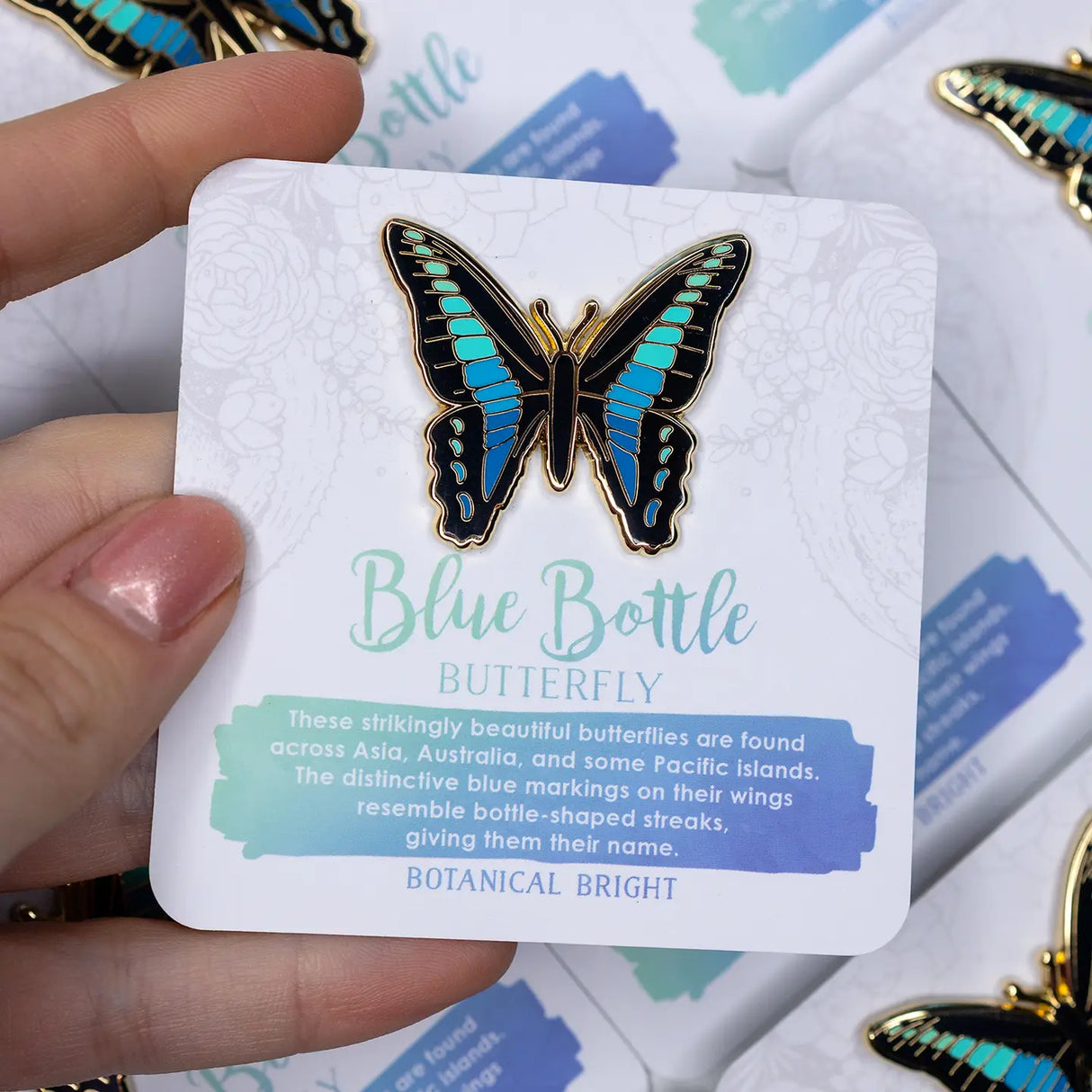 Bluebottle Butterfly Enamel Pin