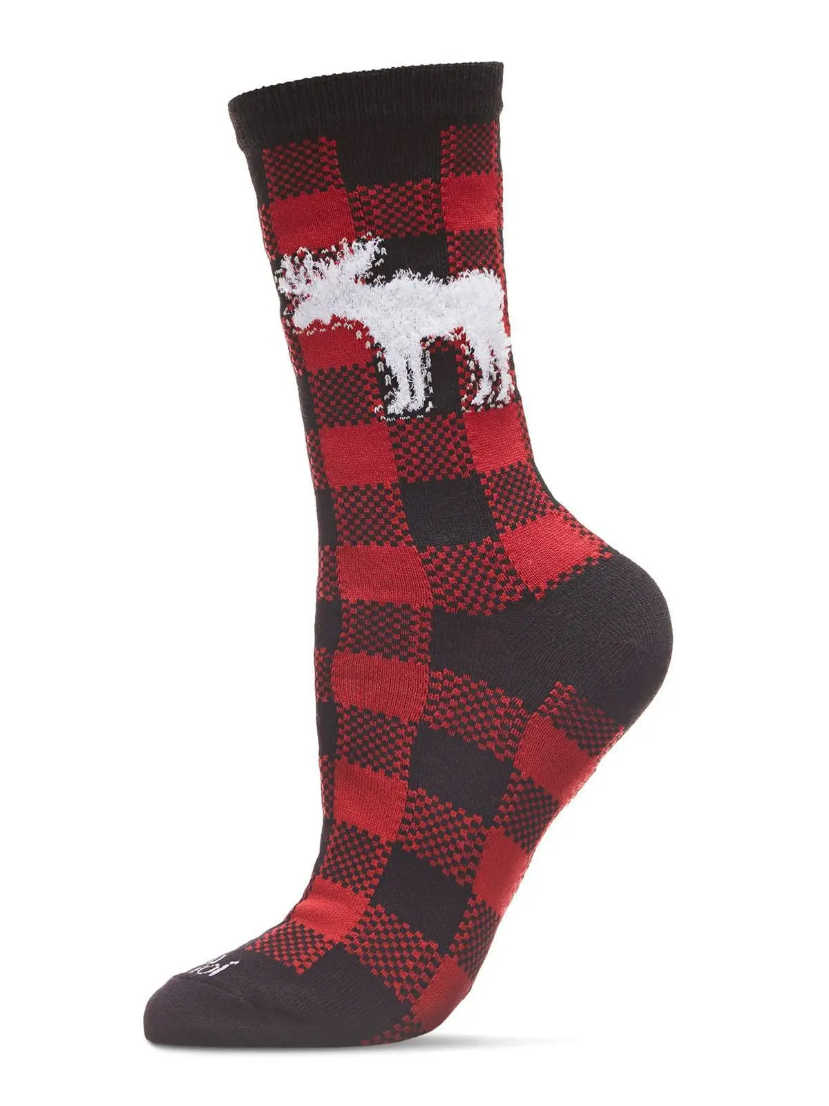 Buffalo Plaid Moose Holiday Crew Socks