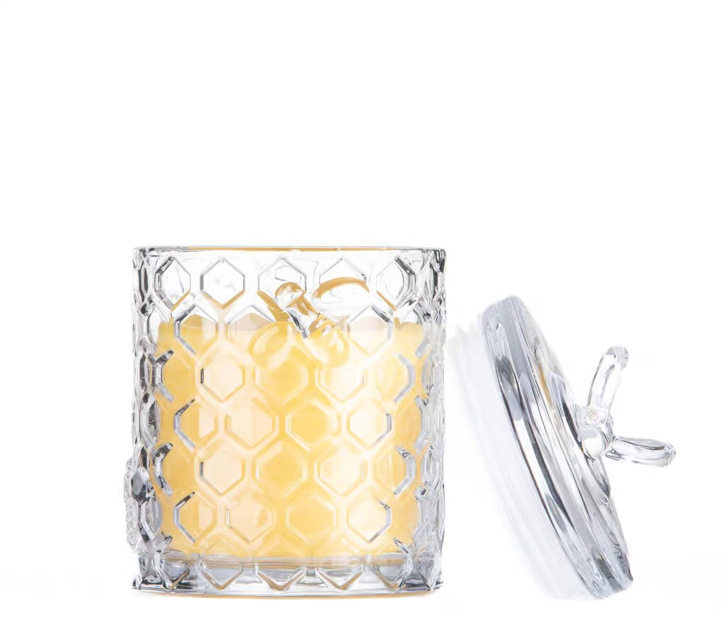 BumbleBee Glass Honeypot Candle With Bee Shaped Lid