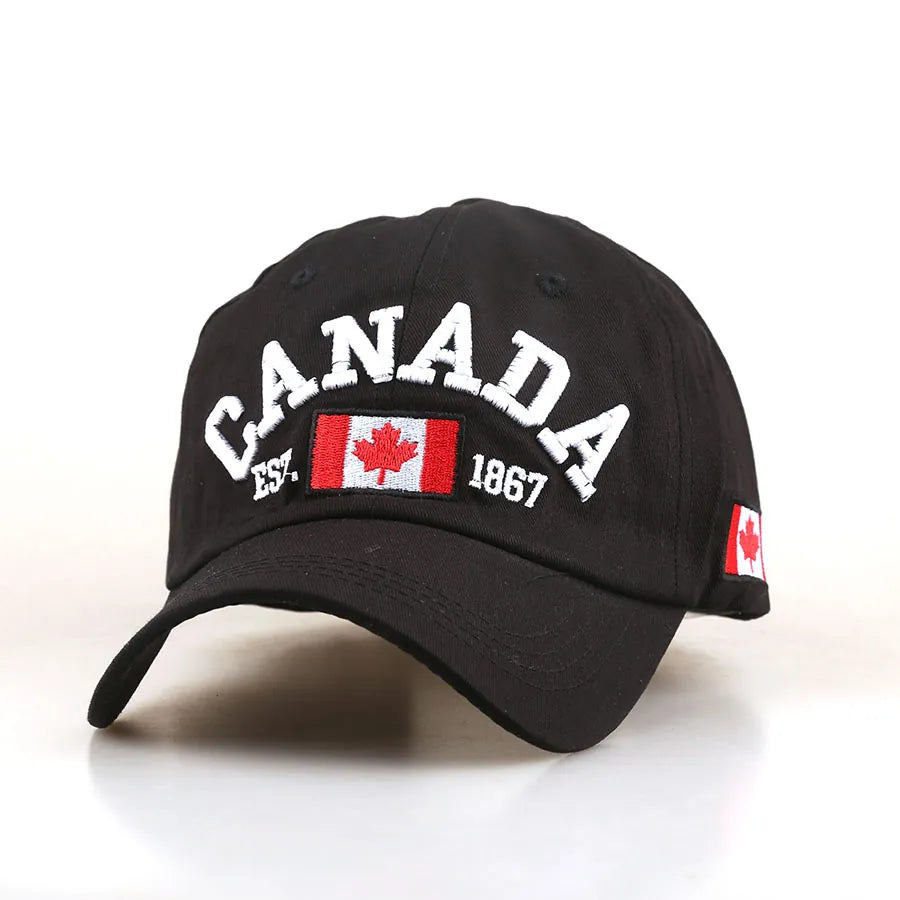 Canada Maple Leaf Baseball Cap, Black