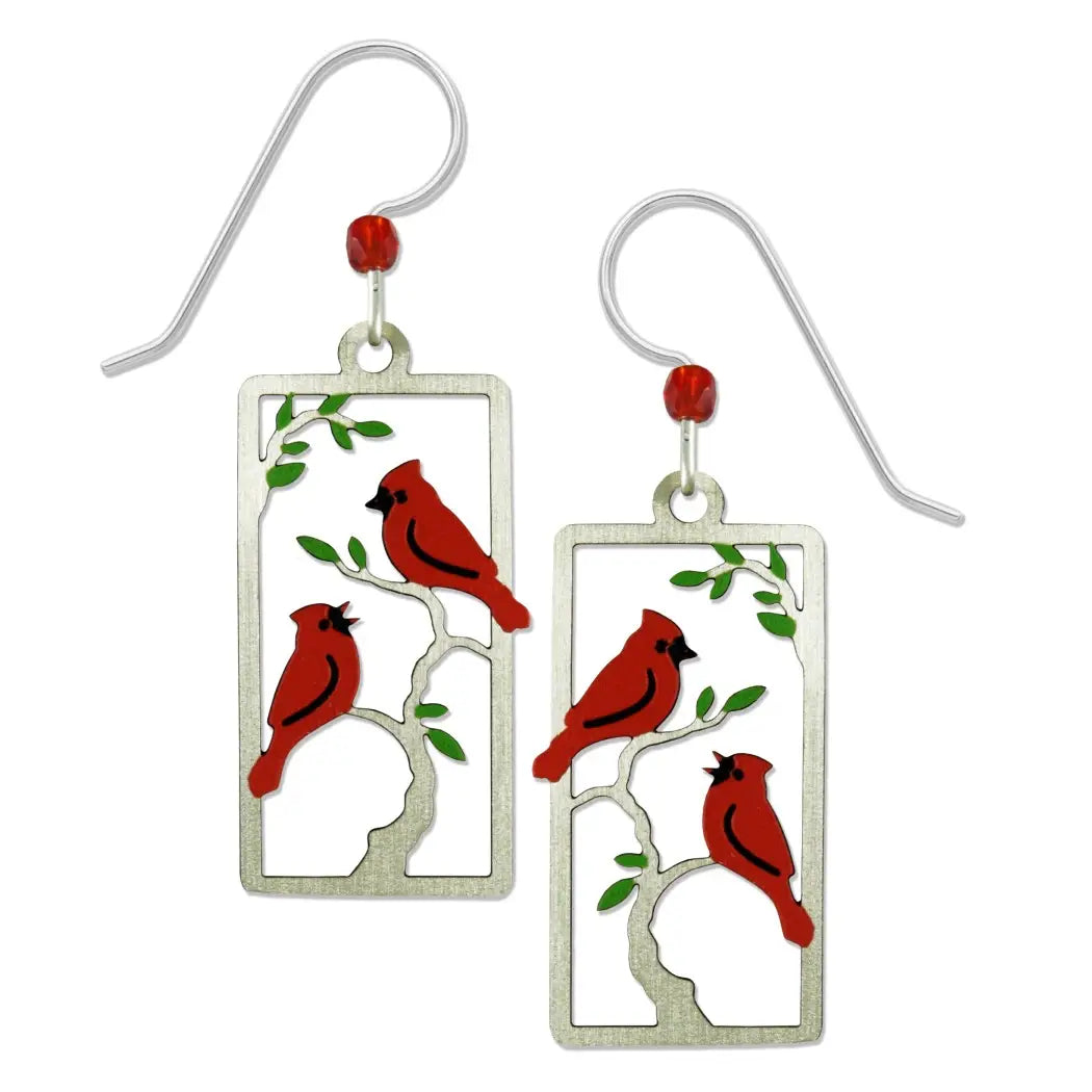 Cardinals in a Tree Earrings
