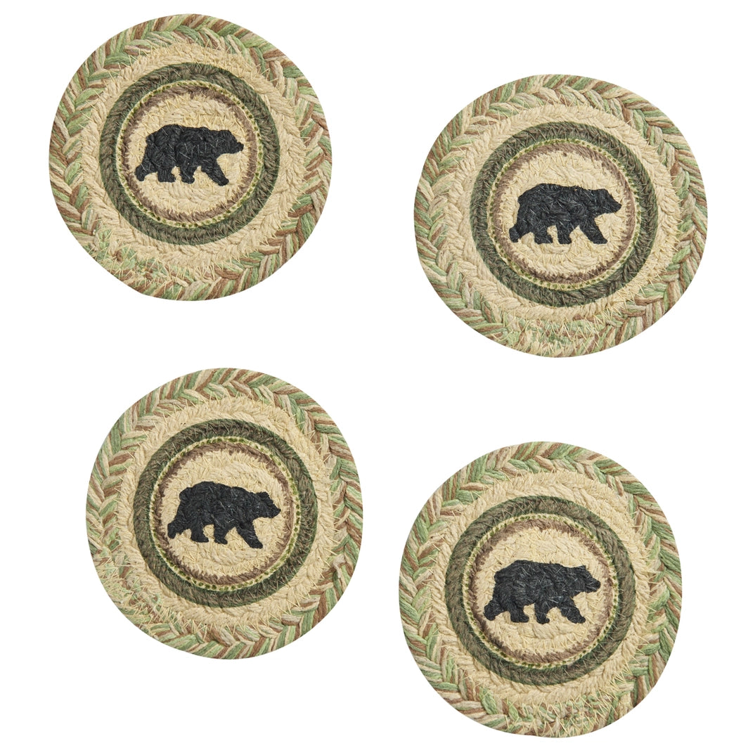 Country Pines Bear Printed Braided Coasters