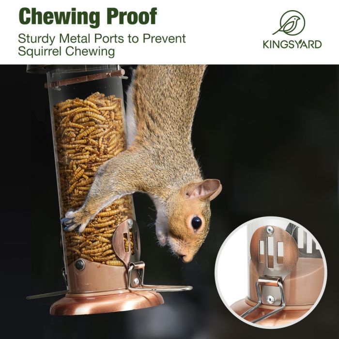 Extra Sturdy Tube Bluebird Mealworm Feeder, Antique Copper