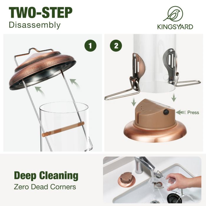 Extra Sturdy Tube Bluebird Mealworm Feeder, Antique Copper