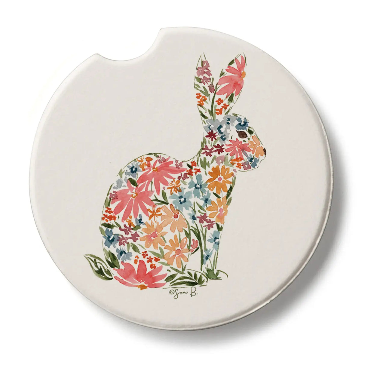 Floral Bunny Stone Car Coaster