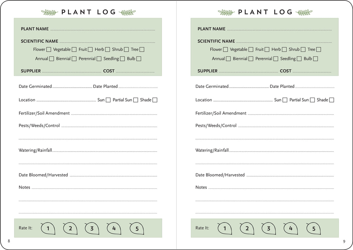 Gardener's Log Book