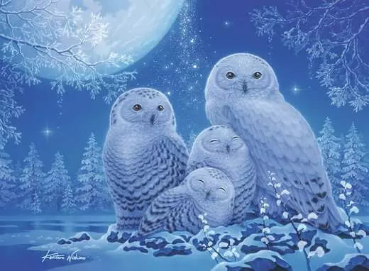 Glow in the Dark Owls in the Moonlight 500pc Jigsaw Puzzle