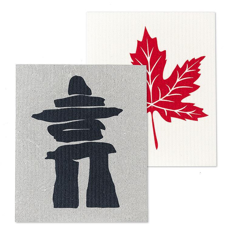 Inukshuk & Maple Leaf Dishcloth