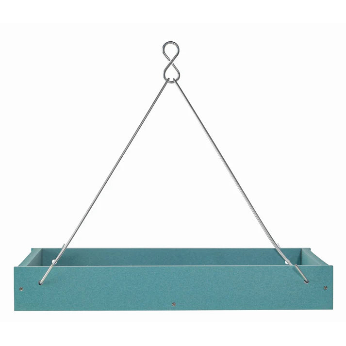 Large Hanging Recycled Plastic Platform Bird Feeder, Lake Blue