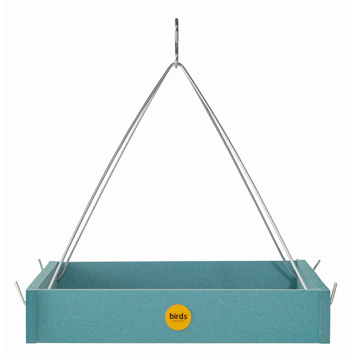 Large Hanging Recycled Plastic Platform Bird Feeder, Lake Blue