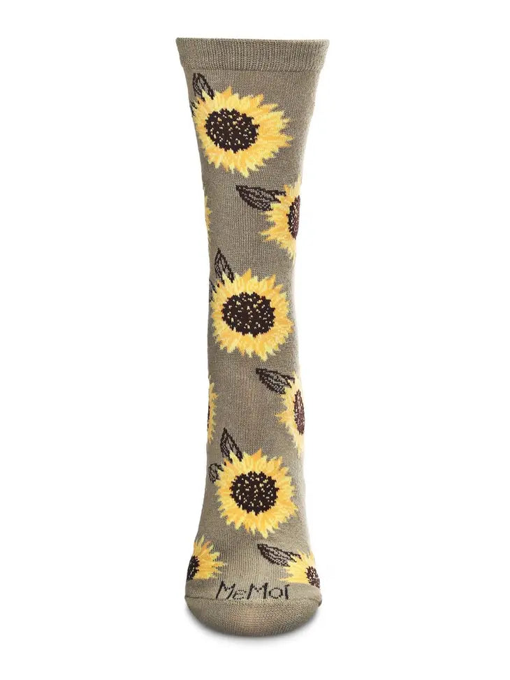 Majestic Sunflower Bamboo Blend Crew Socks