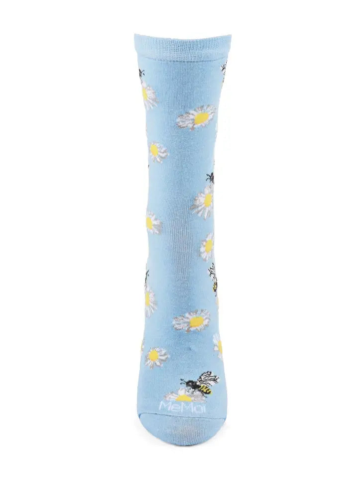 Memoi Daisy Bees Bamboo Crew Socks
