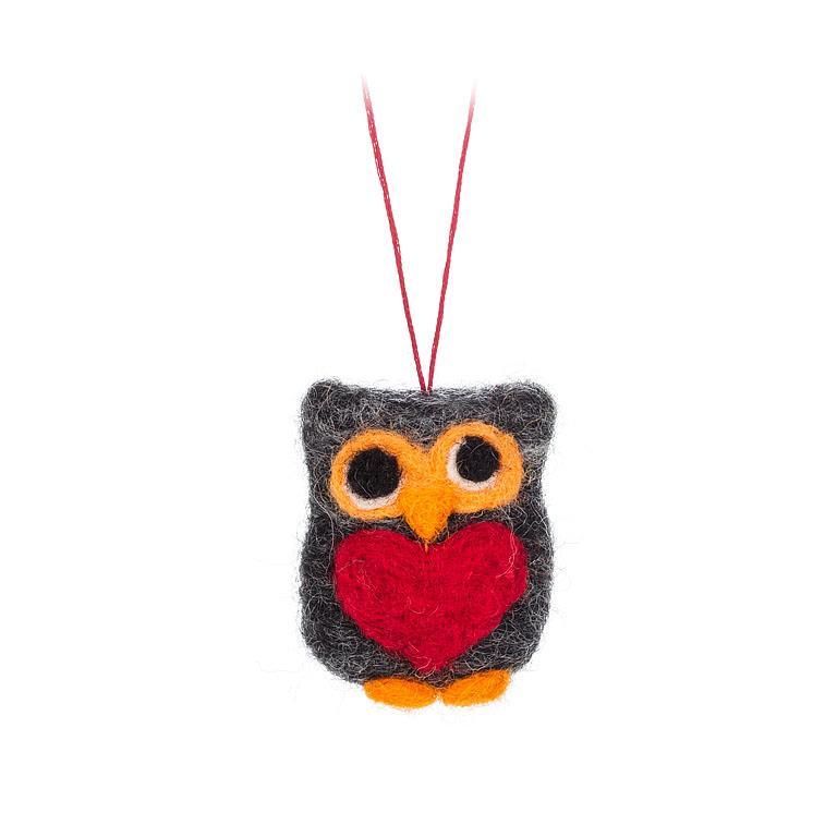 Owl with Heart Ornament, 8 Assortments