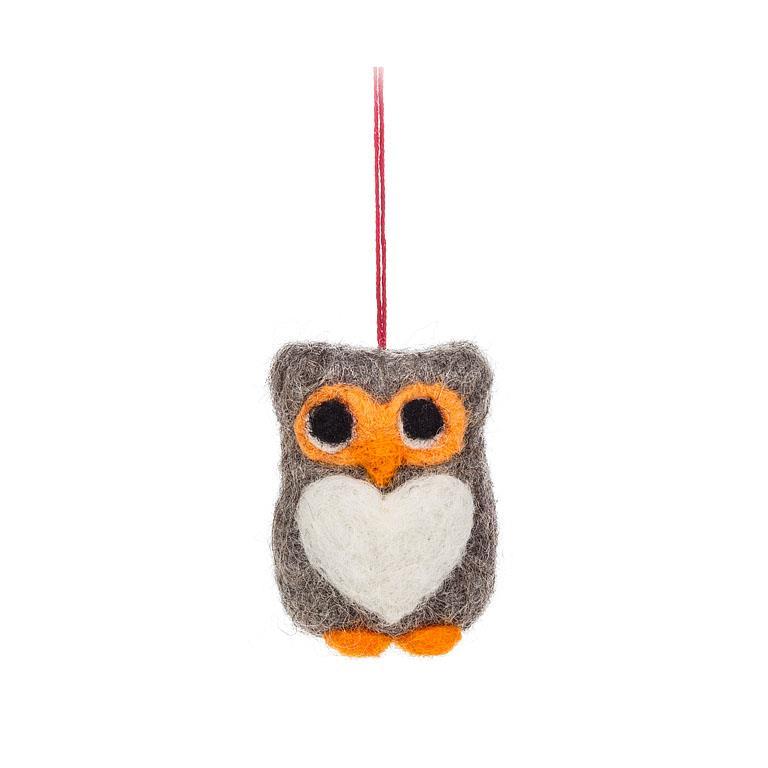 Owl with Heart Ornament, 8 Assortments