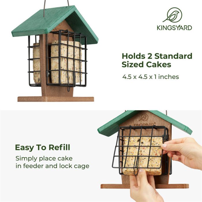 Recycled Plastic Double Suet Bird Feeder With Green Roof