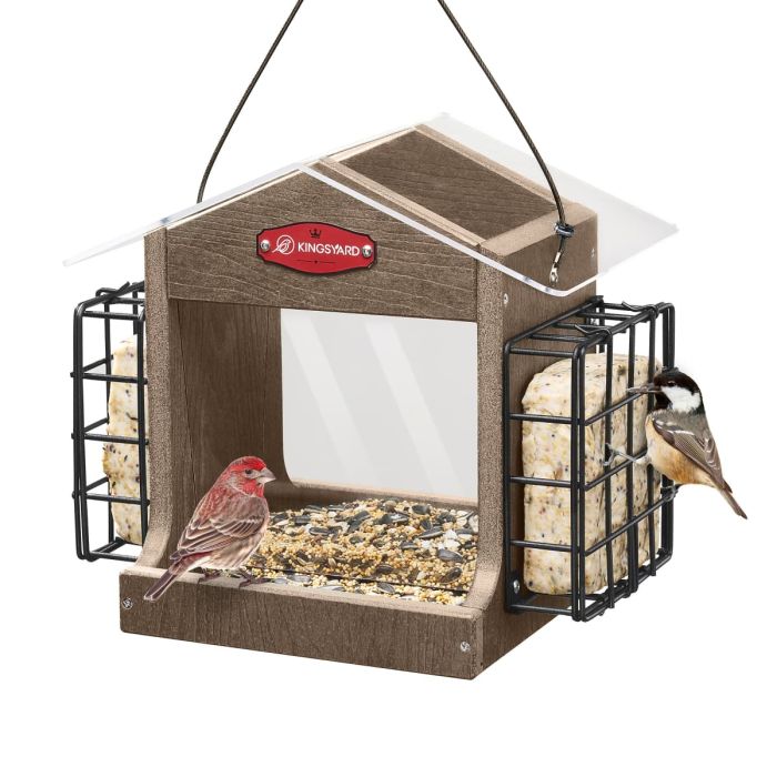 Recycled Plastic Double Suet Hopper Feeder, Brown