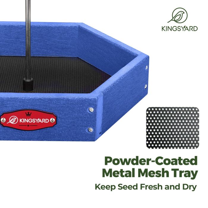 Recycled Plastic Hexigon Platform Bird Feeder, Blue