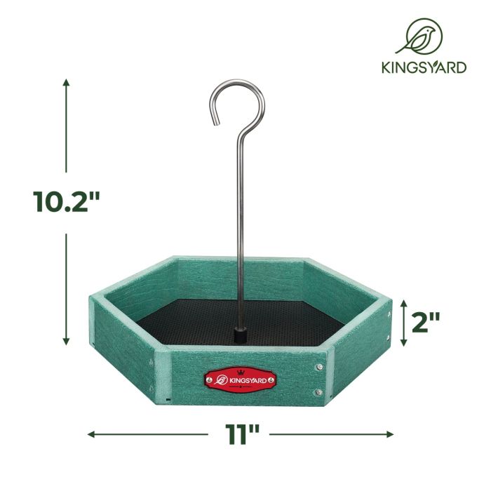 Recycled Plastic Hexigon Platform Bird Feeder, Green