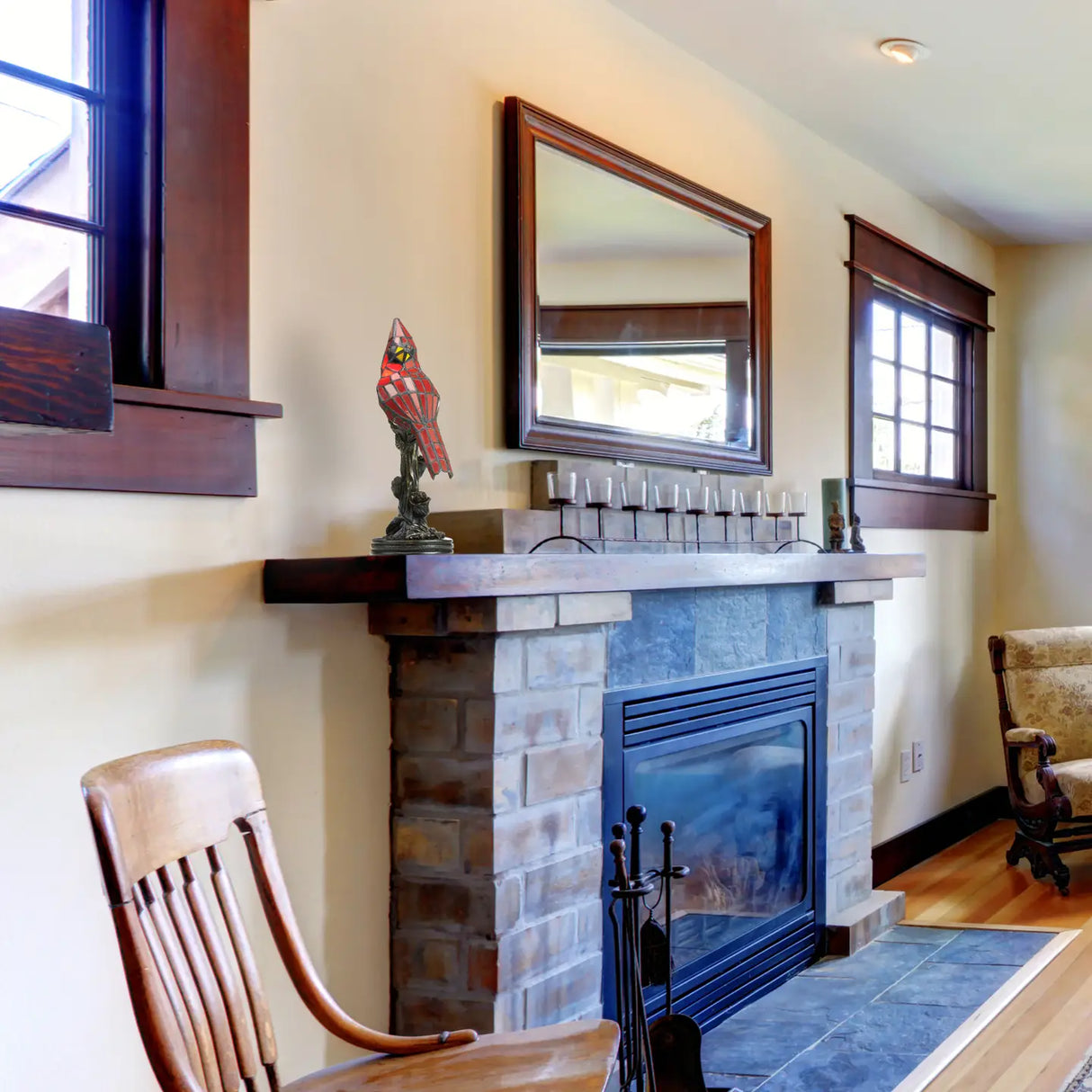 Skylar Red Cardinal Stained Glass Bird Accent Lamp, 13.5-Inch Height (Store Pickup Only)