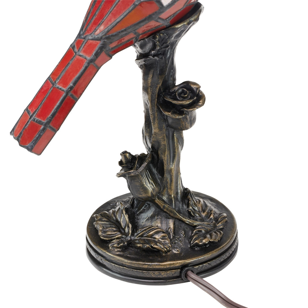 Skylar Red Cardinal Stained Glass Bird Accent Lamp, 13.5-Inch Height (Store Pickup Only)