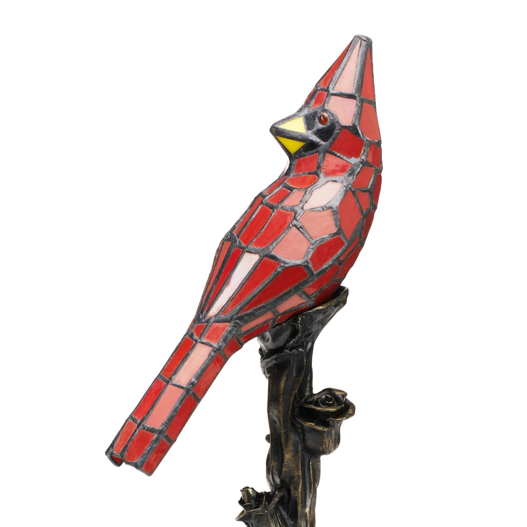 Skylar Red Cardinal Stained Glass Bird Accent Lamp, 13.5-Inch Height (Store Pickup Only)