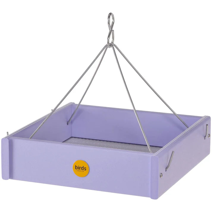 Small Hanging Platform Bird Feeder in Purple Recycled Plastic