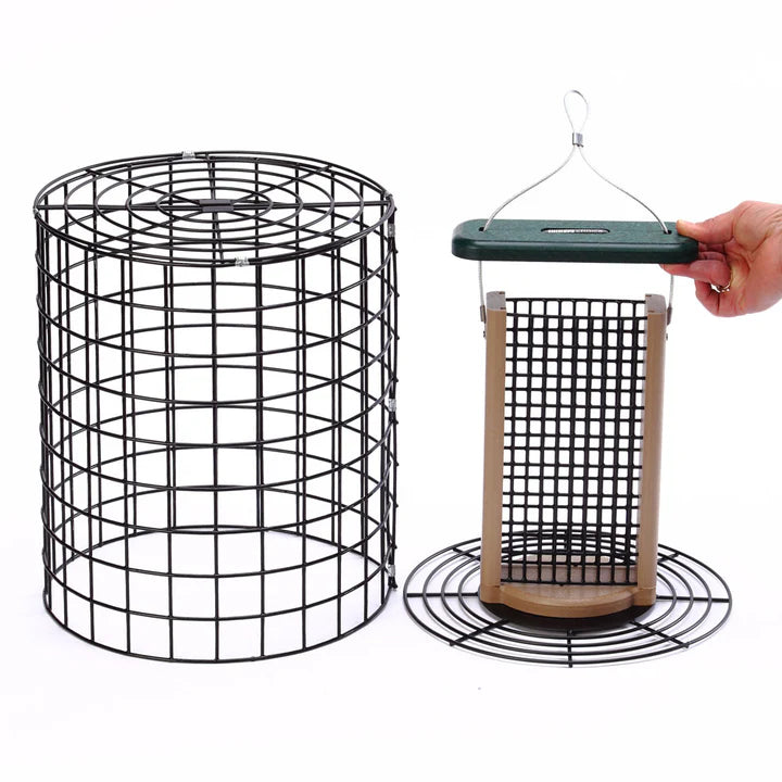 Squirrel Proof 13-Inch Suet Bird Feeder for 2 Cakes with Wire Cage in Recycled Plastic