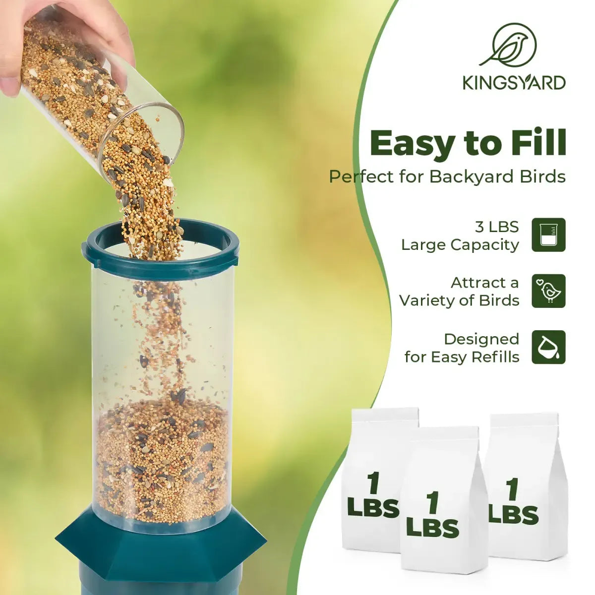 Squirrel Proof Weight Sensing Hanging Tube Bird Feeder, Green