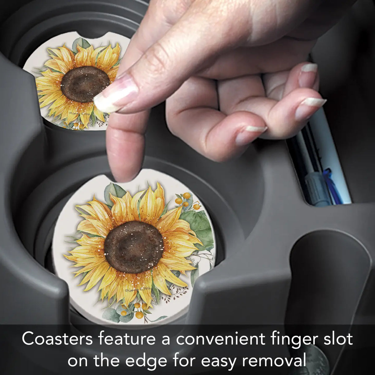 Sunflower Fields Stone Car Coaster