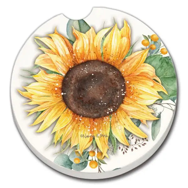 Sunflower Fields Stone Car Coaster