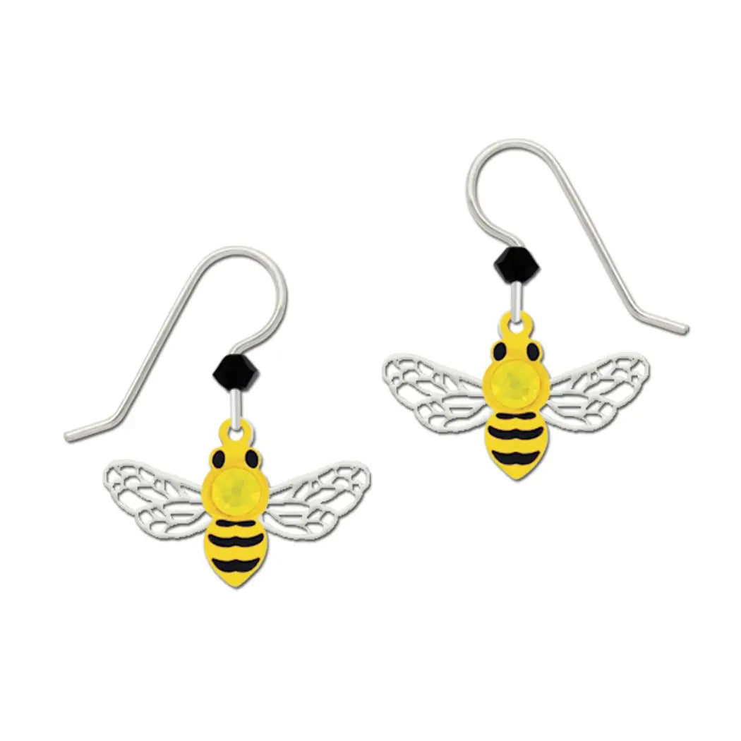 Two Part Bee With Wings Earrings