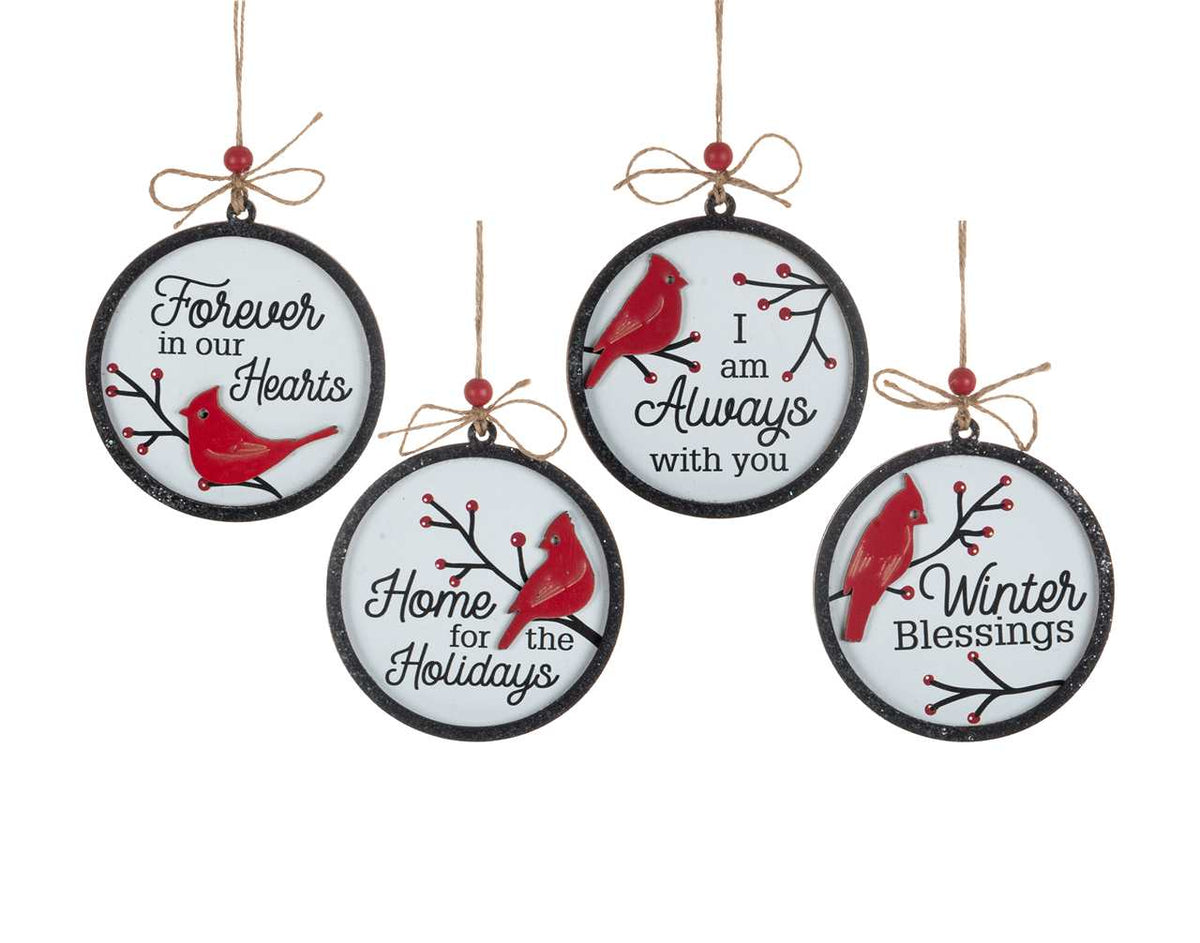 5 Inch Cardinal Holiday Message Ornament - 1 Piece, Assorted Designs