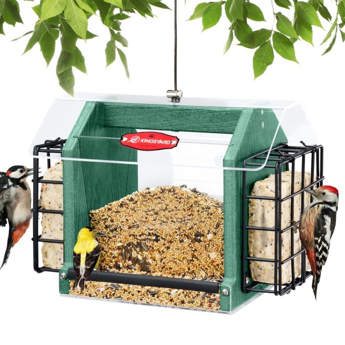Weatherproof Double Suet Hopper Bird Feeder, Green