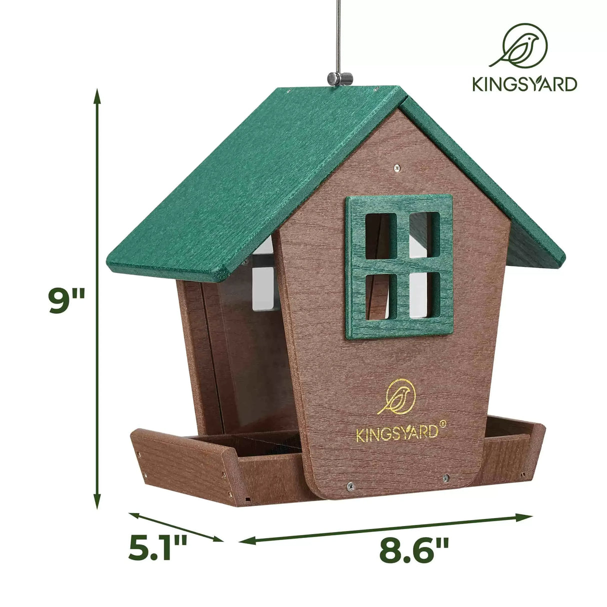 Weatherproof Large Capacity Hopper Bird Feeder, Green