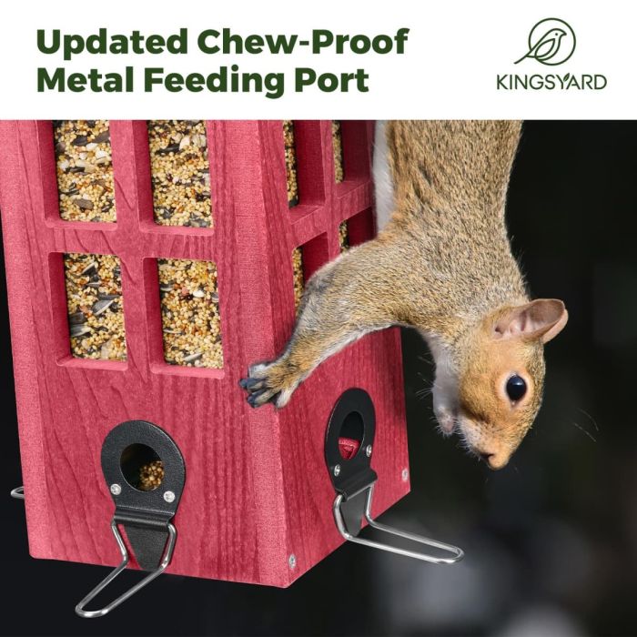 Weatherproof Telephone Booth Style Tube Bird Feeder, Red