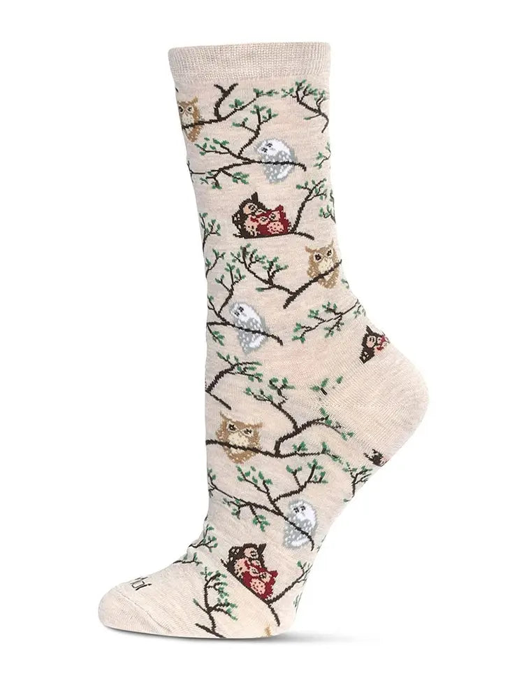 Women's Owls Bamboo Crew Socks