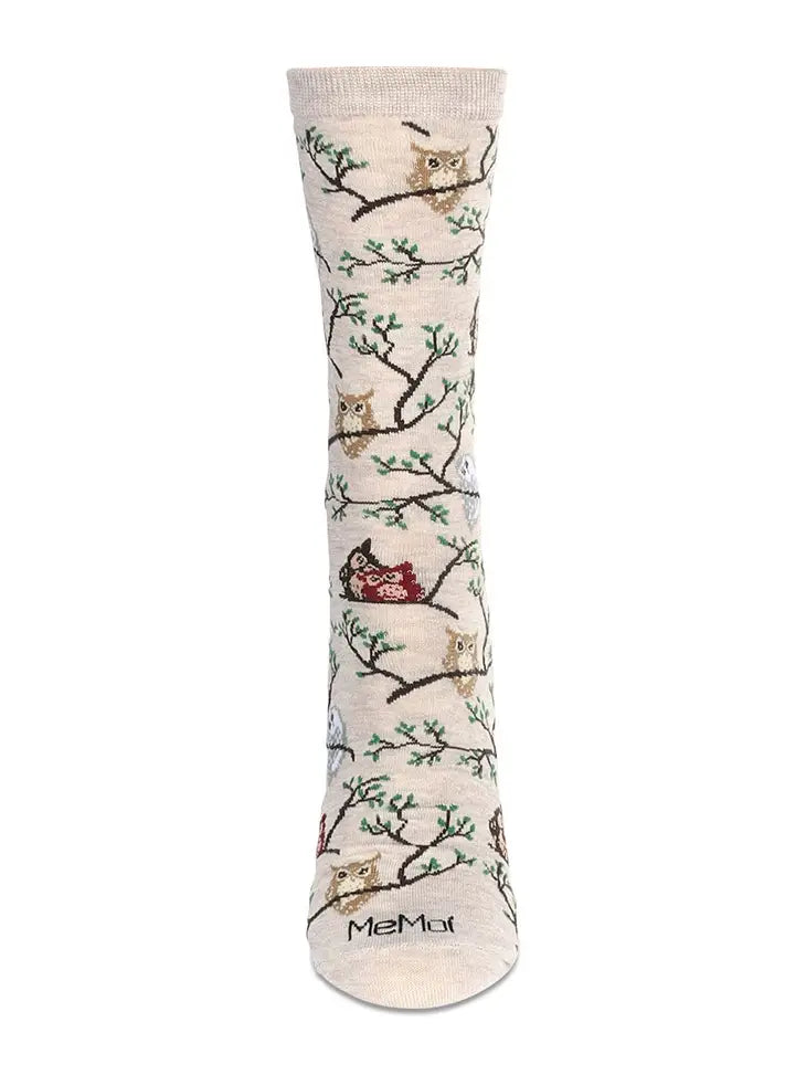 Women's Owls Bamboo Crew Socks