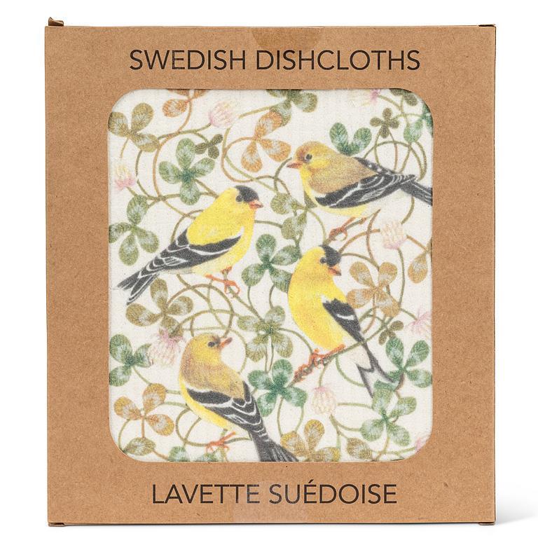 Yellow Finches and Clover Dishcloth