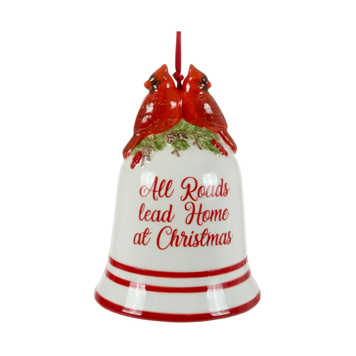5.5 Inch Cardinal Ceramic Bell Christmas Ornament