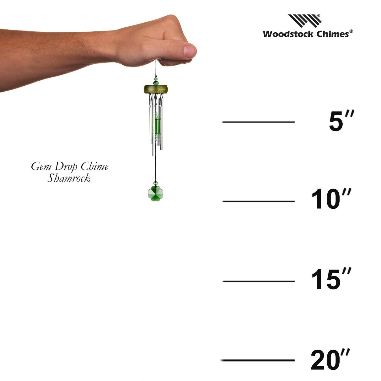 10-Inch Gem Drop Windchime, Shamrock