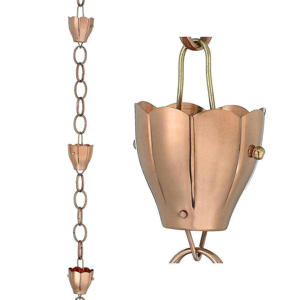 6 Cup Crocus Pure Copper 8.5 ft. Rain Chain