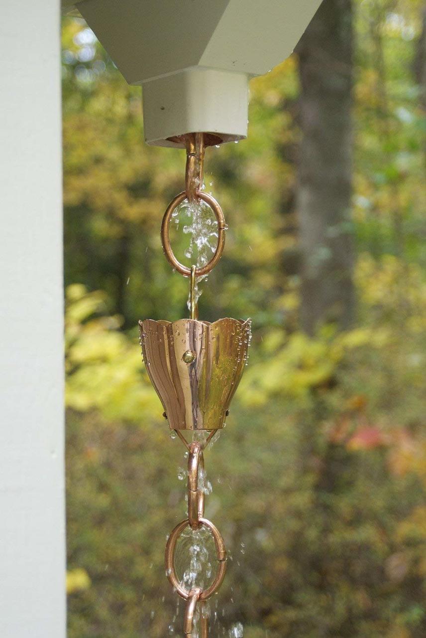 6 Cup Crocus Pure Copper 8.5 ft. Rain Chain